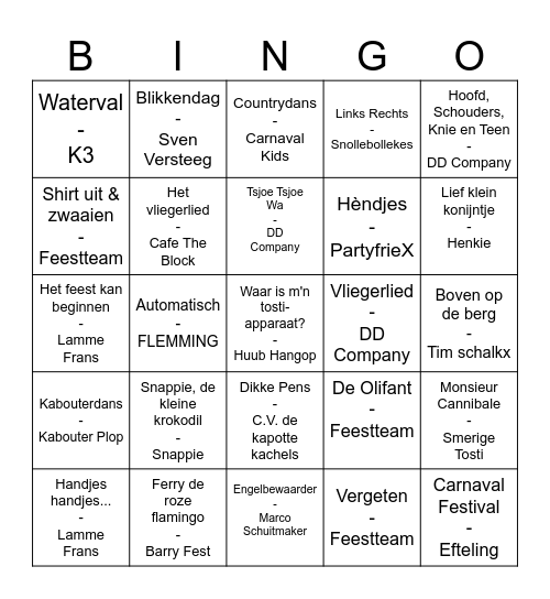Carnavals Bingo Card