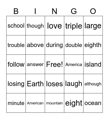 Step 6 HFW Bingo Card