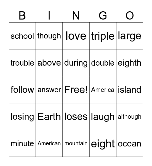Step 6 HFW Bingo Card