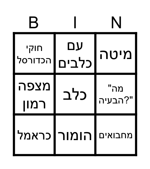 בינגו יומולדת לגפנה וג'וני Bingo Card