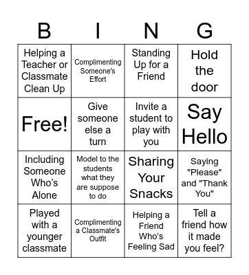 Kindness Bingo Card