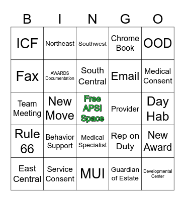 All in a Days' Work Bingo Card