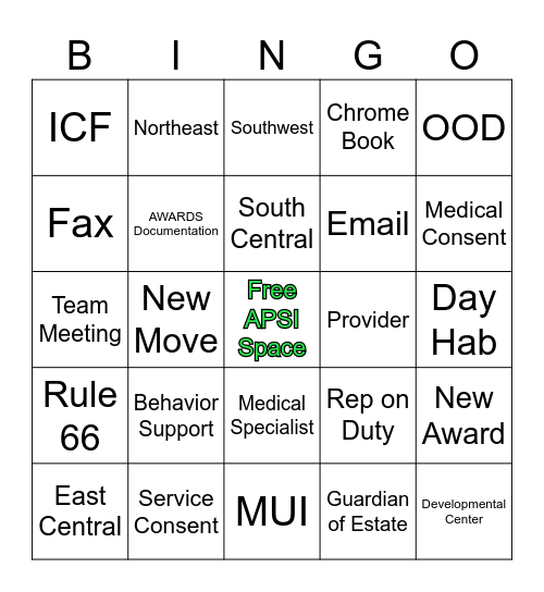 All in a Days' Work Bingo Card