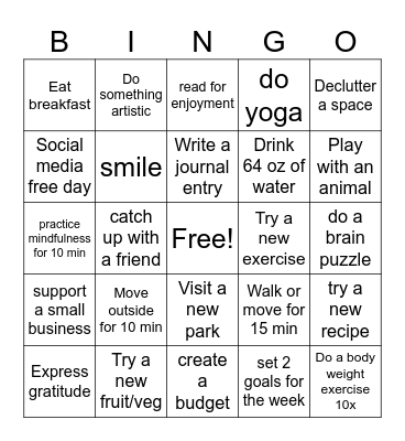 March Gladness Bingo Card