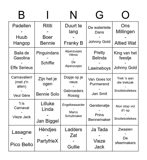 - Bingo Card