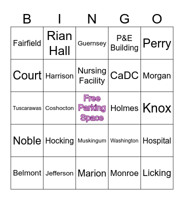 Where Are You Going? Bingo Card