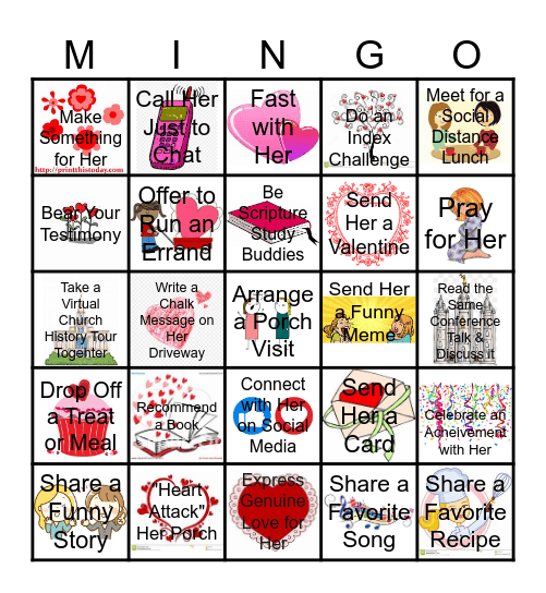 Ministering Bingo Card