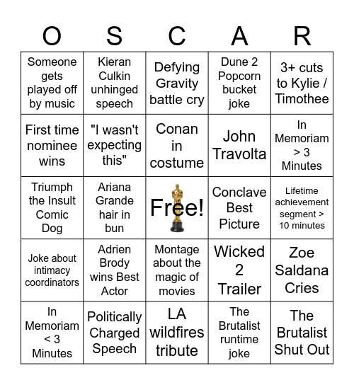 2025 OSCARS BINGO Card