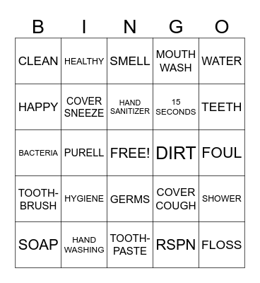 HYGIENE Bingo Card