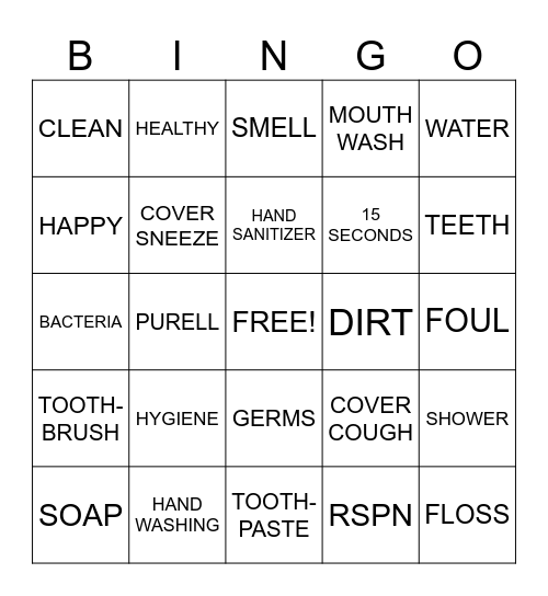HYGIENE Bingo Card