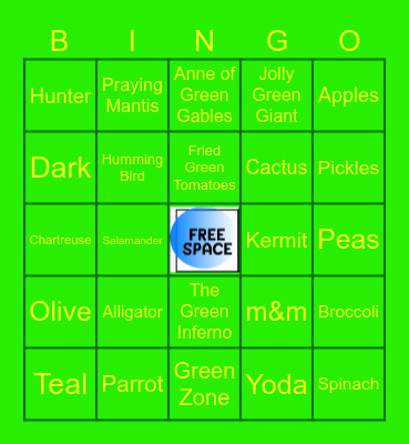 GREEN Bingo Card