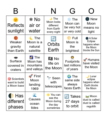 MOON Bingo Card