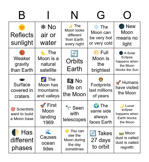 MOON Bingo Card