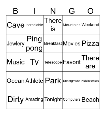 Connect 2  Bingo Card