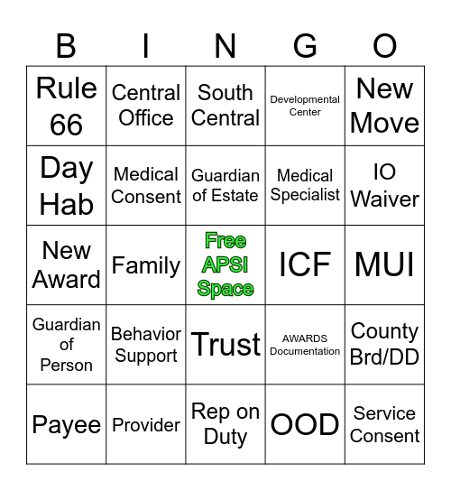 All In a Day's Work Bingo Card