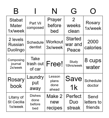 March Bingo Card