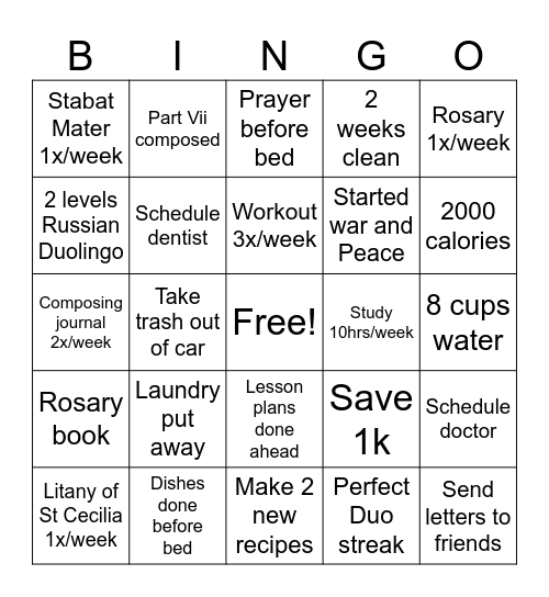 March Bingo Card