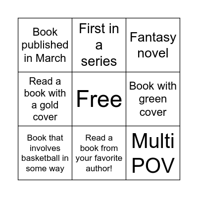 March Book Bingo Card