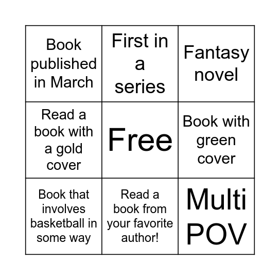 March Book Bingo Card