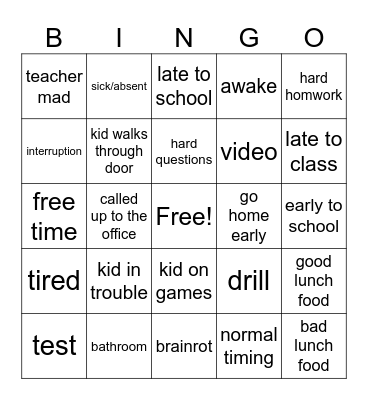 normal class Bingo Card