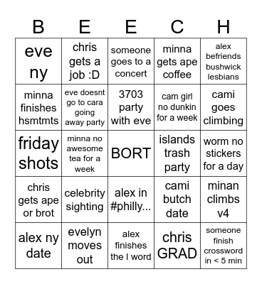 BeechOnIt Bingo Card