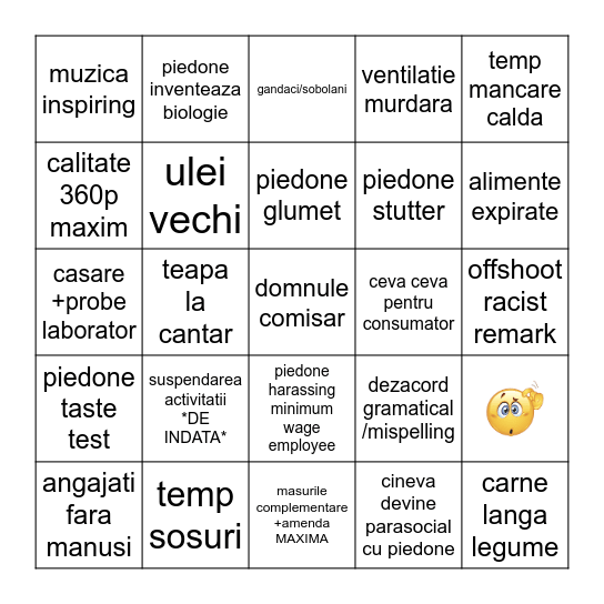 PIEDONE Bingo Card