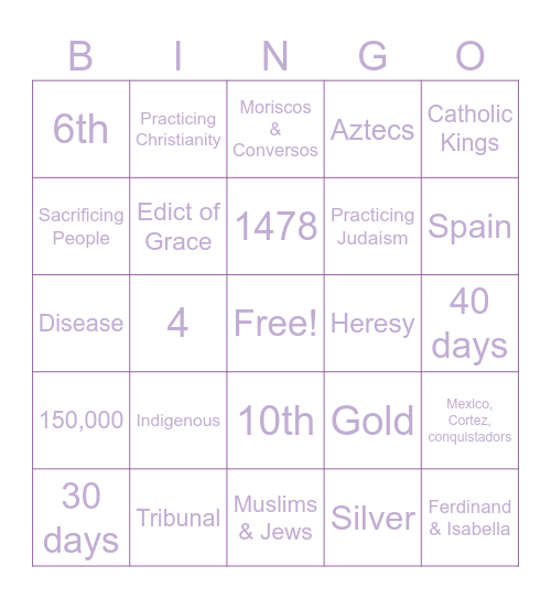 The Spanish Bingo Card