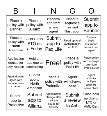 LNB March Bingo Card