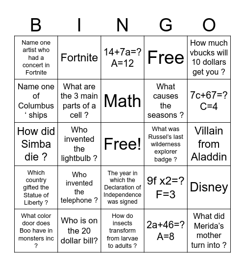 BGCF BINGO Card