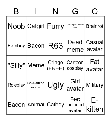 Catalog Avatar Creator Avatar Bingo Card