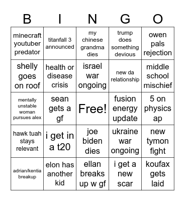 2025 fr Bingo Card
