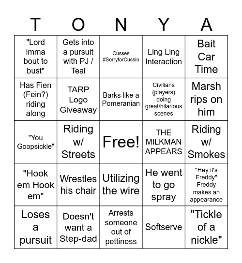 OFFICER MESSER BINGO Card