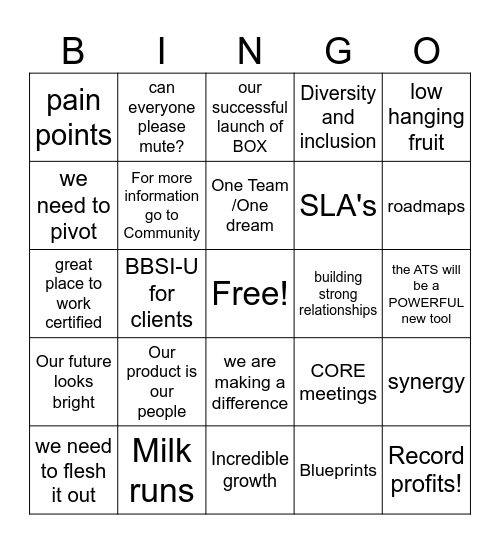 BBSI ALL CALL BINGO Card