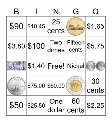 MONEY Bingo Card