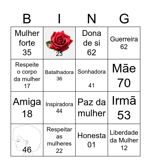 Bingo Homenagem a Mulher Bingo Card
