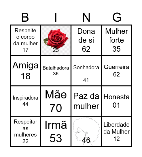 Bingo Homenagem a Mulher Bingo Card