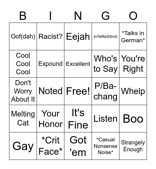 Tony Bingo Card