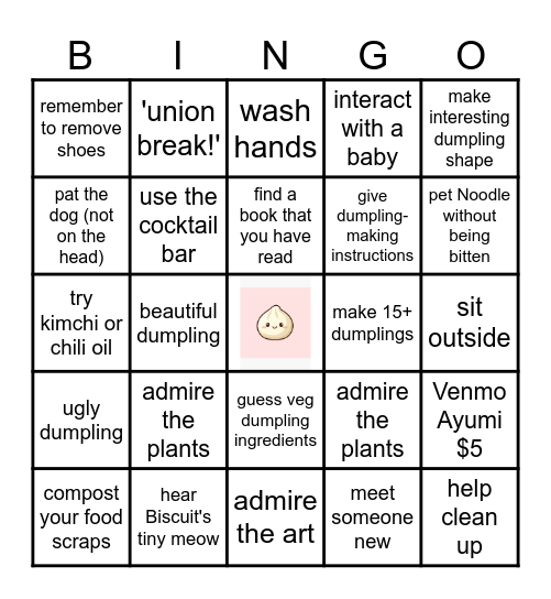 DUMPLING NIGHT! Bingo Card