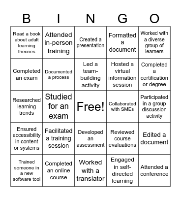 L&D Bingo Card