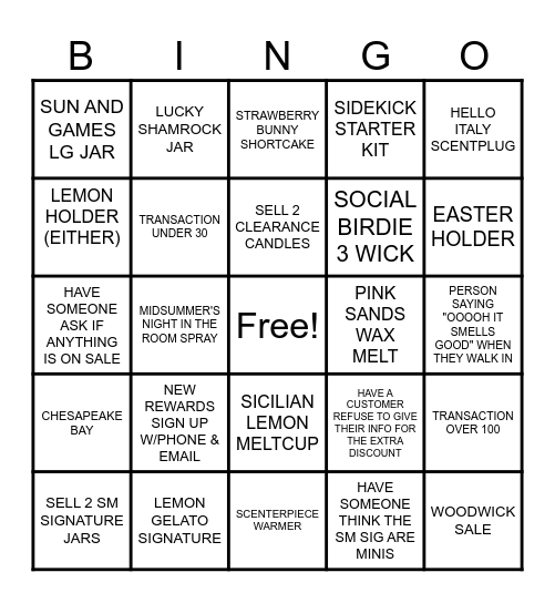 WEEKEND BINGO Card