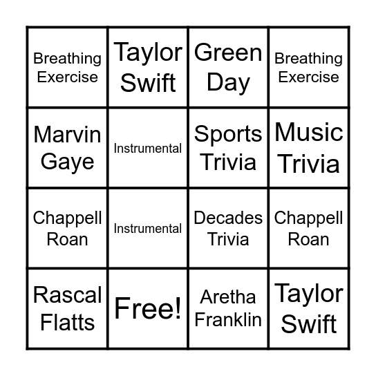MUSIC BINGO Card