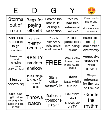 Edgy Bingo Card