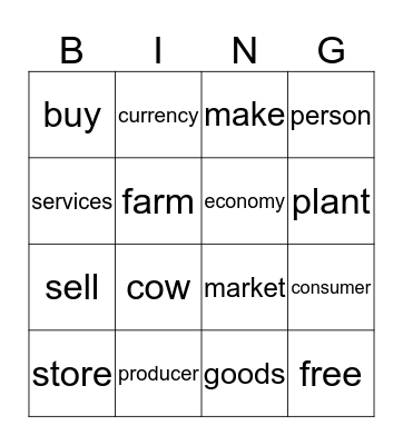 Economics Bingo Card