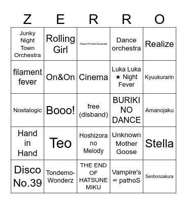 zerro's relaxing tea time bingo! Bingo Card