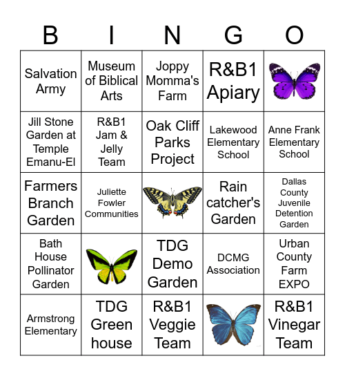 Project Spotlight Day Bingo Card