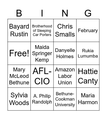 Black History Month Bingo Card