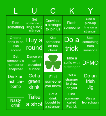 Leprechaun Nasty Bingo Card