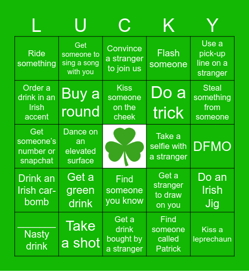 Leprechaun Nasty Bingo Card