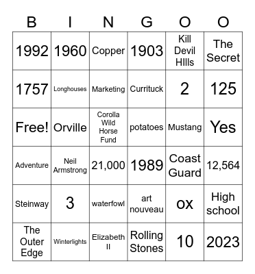 LOBX Tourism Day BINGO Card