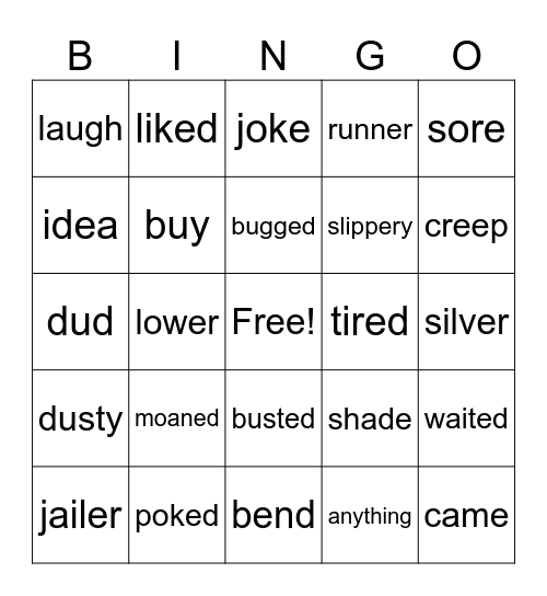 Corrective Reading B2 Words from L 12 Bingo Card